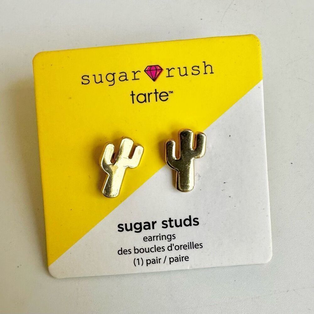 Sugar Rush Tarte dainty gold tone cactus stud earrings